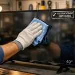 Smart TV reacondicionado certificado siendo inspeccionado para la venta