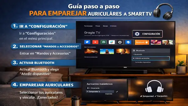 Guía paso a paso para emparejar auriculares inalambricos a television