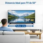 Infografía de la distancia ideal de visionado para un Smart TV 4K de 50 pulgadas.