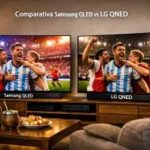 Comparación de colores y brillo entre televisores Samsung y LG para ver el mundial.